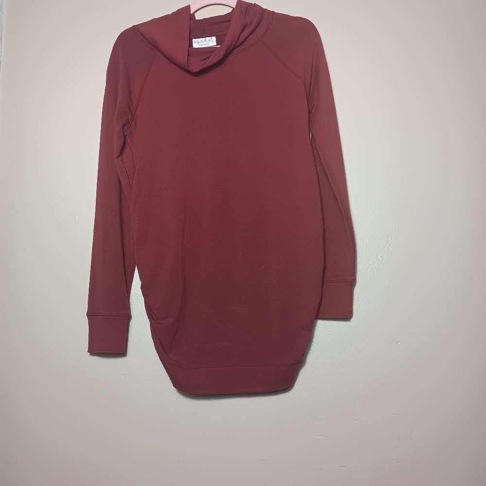 Isabel Maternity long sleeve shirt burgundy, maroon, red size xs Cowl neck